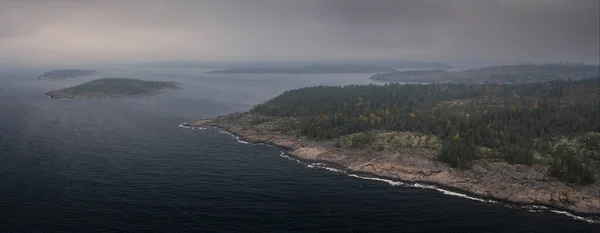 Côte Rocheuse Rotsidan Avec Forêt Hoega Kusten Sur Côte Est — Photo