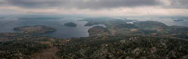 Landschapspanorama Met Eilanden Het Meer Vanaf Top Valkallen Hoega Kusten — Stockfoto