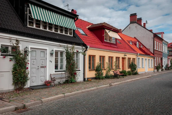 Maison Colorée Façades Rue Ystad Suède — Photo