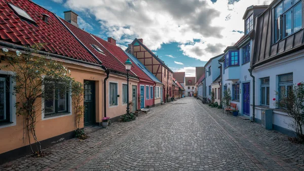 Красочные Фасады Домов Улица Истаде Швеции — стоковое фото