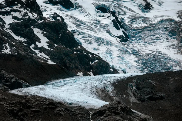 Льодовик Мортерач Сніжними Горами Енгадіні Швейцарських Альпах Влітку Сонце Блакитне — стокове фото