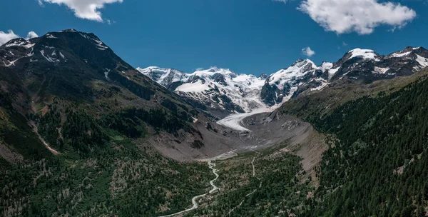 Glaciar Morteratsch Con Montañas Nevadas Engadin Los Alpes Suizos Verano —  Fotos de Stock