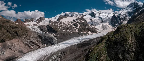 Morteratsch Παγετώνας Χιονισμένα Βουνά Στην Engadin Στις Ελβετικές Άλπεις Καλοκαίρι — Φωτογραφία Αρχείου