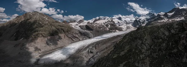 Morteratschgletscher Mit Schneebedeckten Bergen Engadin Den Schweizer Alpen Sommer Mit — Stockfoto