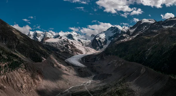 Льодовик Мортерач Сніжними Горами Енгадіні Швейцарських Альпах Влітку Блакитним Небом — стокове фото