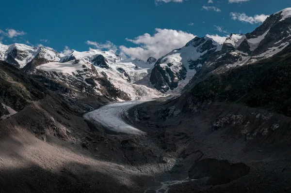 Morteratschgletscher Mit Schneebedeckten Bergen Engadin Den Schweizer Alpen Sommer Mit — Stockfoto