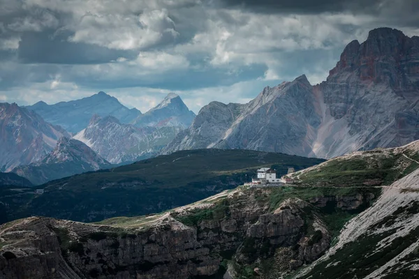 Berghütte Rifugio Auronzo Tag Vor Den Dolomiten Auf Den Drei — Stockfoto