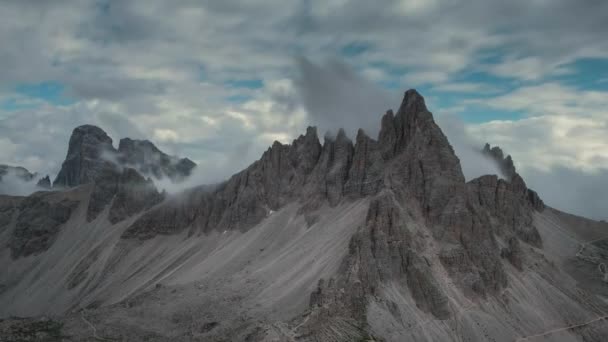 Timelapse Moln Runt Toppen Berget Paternkofel Dolomite Alperna Sydtyrolen Italien — Stockvideo