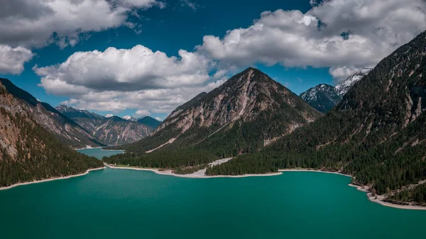 Turquoise Colored Lake Plansee Mountains Tyrol Austria Sunny Blue Sky — Photo