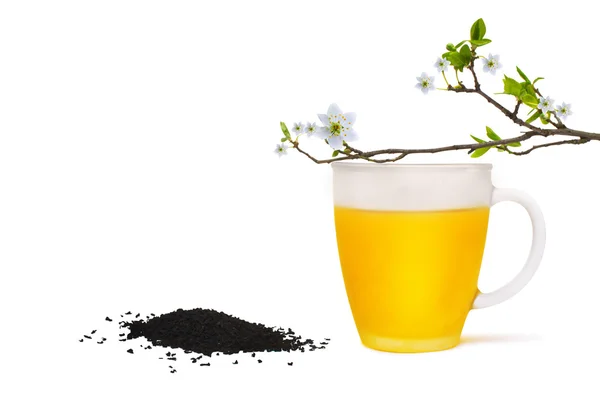 Composição de chá com flor — Fotografia de Stock