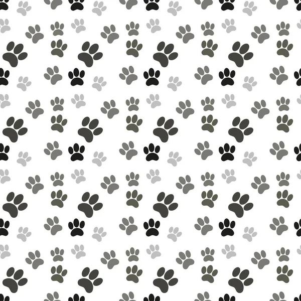 Seamless Patern Footprints White Background Cute Black Gray Animal Tracks — Stock Vector