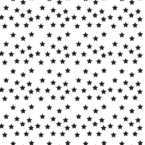Patrón Sin Costuras Con Estrellas Negras Sobre Fondo Blanco Ilustración — Vector de stock