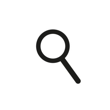 Arama simgesi gri arka plan üzerinde izole trendy düz tarzı. Web sitesi tasarımı, logo, app, UI Büyüteç simgesi. Vektör çizim,