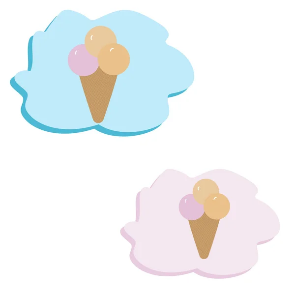 Мороженое в ярком мультипликационном стиле. Вектор льда в красивых цветах изолирован на белом фоне. — стоковый вектор