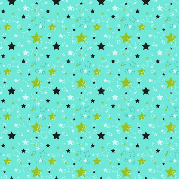 Modèle sans couture avec des étoiles noires sur fond blanc. Illustration vectorielle . — Image vectorielle