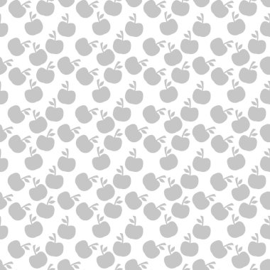 Beyaz arkaplanda elmalar olan dikişsiz suluboya desen. Vektör çizimi. El çizimi arka plan. EPS 10