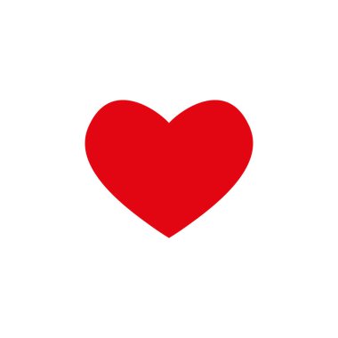 Beyaz arka planda kırmızı kalp simgesi. Aşk logosu kalp çizimi.