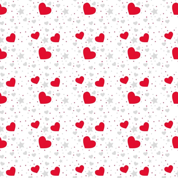 Corazones rojos. Corazones simples patrón de vectores sin fisuras. Día de San Valentín fondo patrón de vectores sin costura — Vector de stock