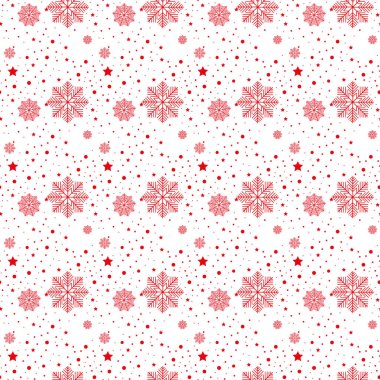 Açık arkaplanda kırmızı kar taneleri deseni. Kar tanesi vektör deseni.