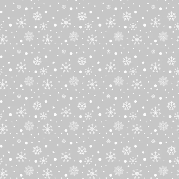 Copo de nieve patrón simple sin costura. Nieve negra sobre fondo blanco. Papel pintado abstracto, decoración de envoltura. Símbolo del invierno, Feliz Navidad, Feliz Año Nuevo celebración Vector ilustración — Vector de stock