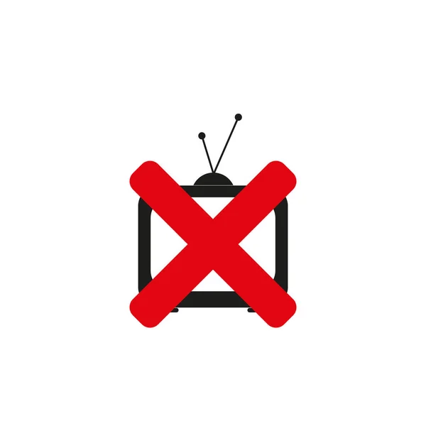 Geen TV Symbool geïsoleerd op Witte Achtergrond. Televisie Vector Illustratie Verbod Stop Sign. — Stockvector