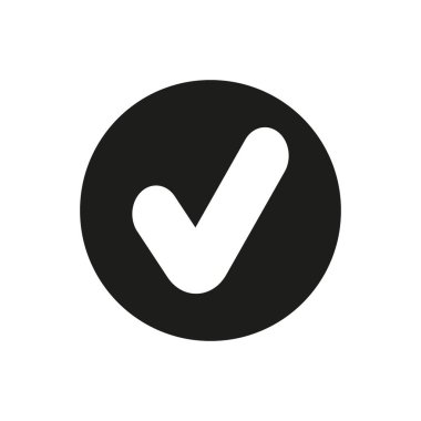 Mark 'ı. Geçerli mühür simgesi. Beyaz kare kene ve mavi dairenin gölgesi. Düz Tamam etiket simgesi. Beyazda izole edilmiş. Kabul düğmesi. İnternet ve yazılım arayüzleri için iyi. Vektör illüstrasyonu.