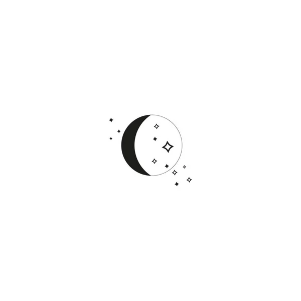 L'icône de la lune a trois étoiles. avec un design simple avec un objet circulaire combiné avec trois étoiles. adapté aux icônes web, applications mobiles, logos de conception. — Image vectorielle