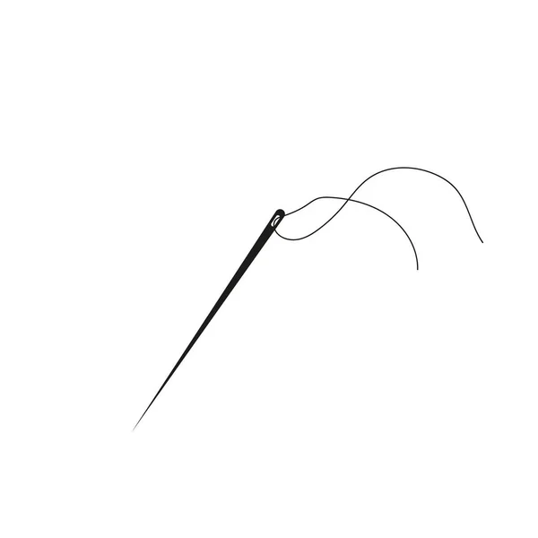 Aiguille Coudre Avec Icône Glyphe Fil Symbole Silhouette Sur Mesure — Image vectorielle