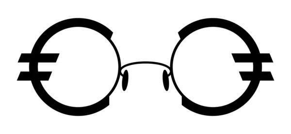 Vektorové brýlové obruby ve formě znak eura — Stockový vektor