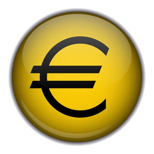 Ilustración vectorial de botón amarillo con emblema euro — Vector de stock