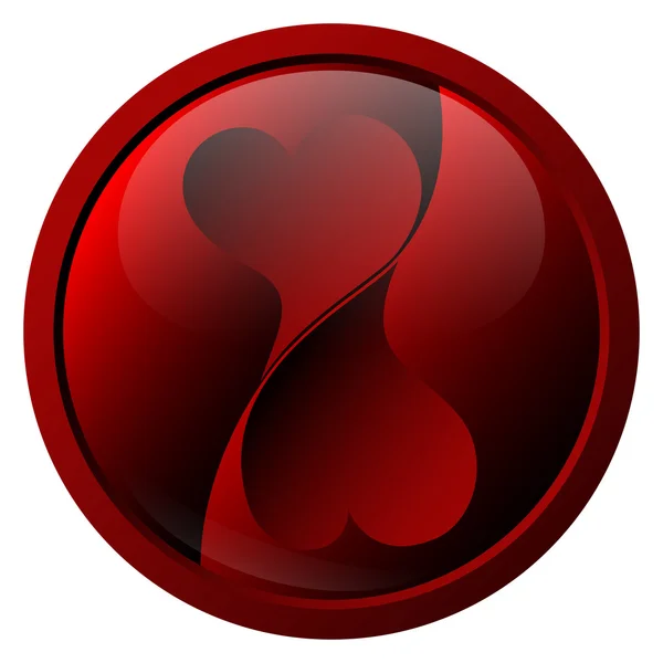 Icono de vector rojo de dos corazones — Archivo Imágenes Vectoriales