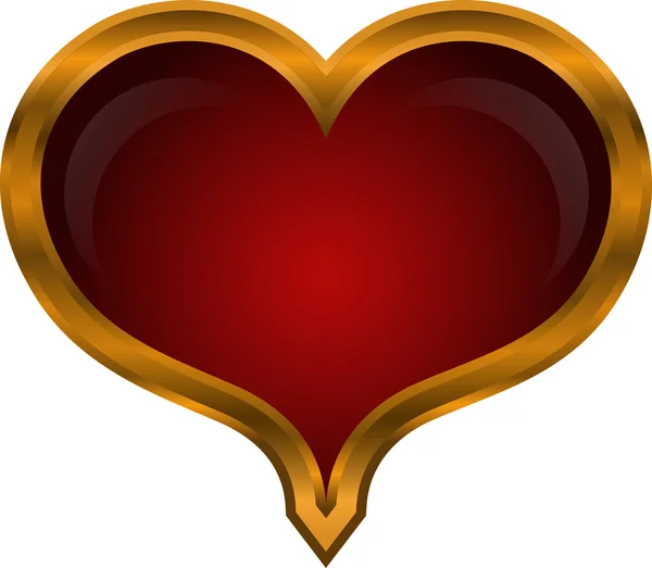 Vektor illustration av rött hjärta i gyllene ram — Stock vektor