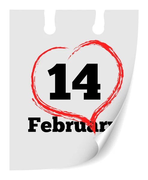 Illustrazione vettoriale del foglio di calendario di San Valentino — Vettoriale Stock