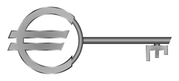 Gümüş anahtar euro simgesini şeklinde vektör çizim — Stok Vektör