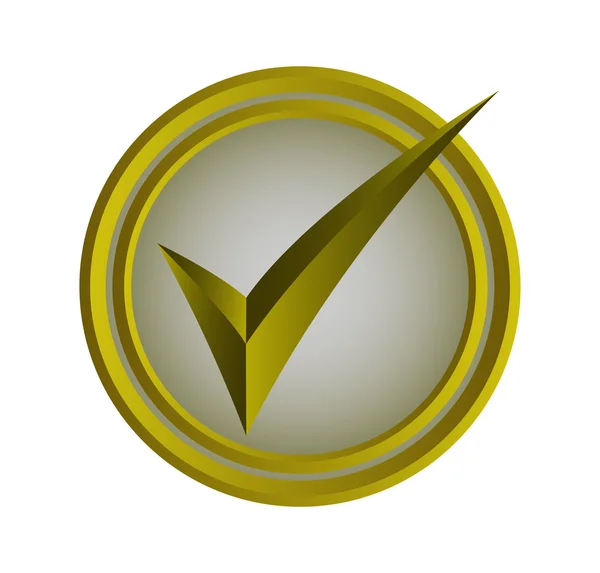 Goldener Vektor tick sing icon — Stockvektor