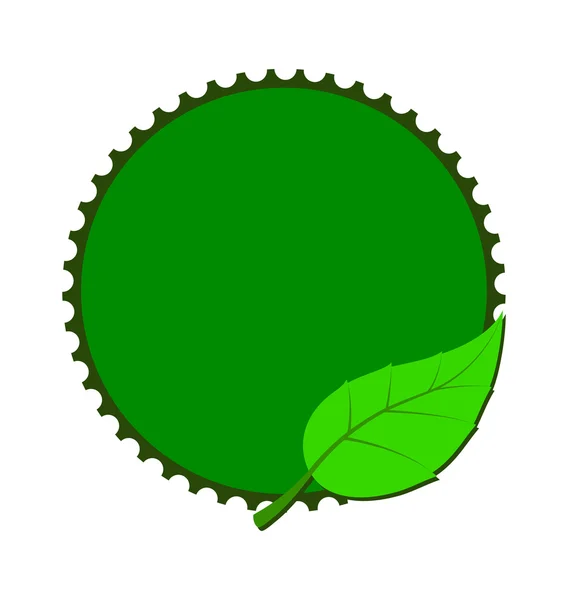 Green vector icon with leaf — Stock Vector