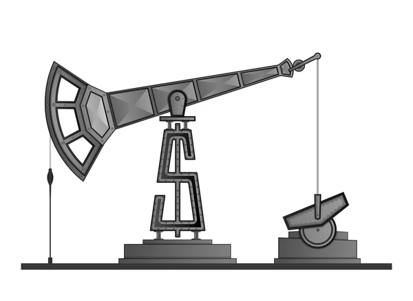 ベクトル イラスト タワーの代わりにドル記号との白い背景の上分離した油ポンプ — ストックベクタ