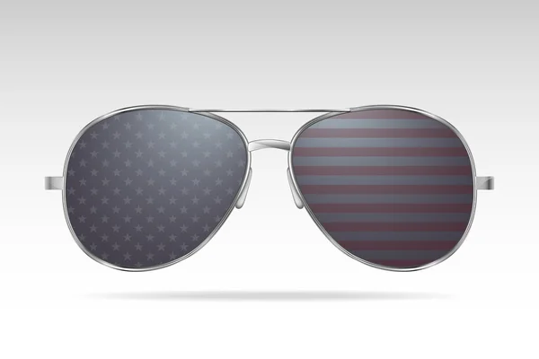 Óculos de sol com bandeira americana dentro. (gradiente, objetos transparentes). Ilustração vetorial — Vetor de Stock
