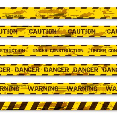 Set of grunge warning tapes isolated on white background. Warning tape, danger tape, caution tape, danger tape, under construction tape clipart