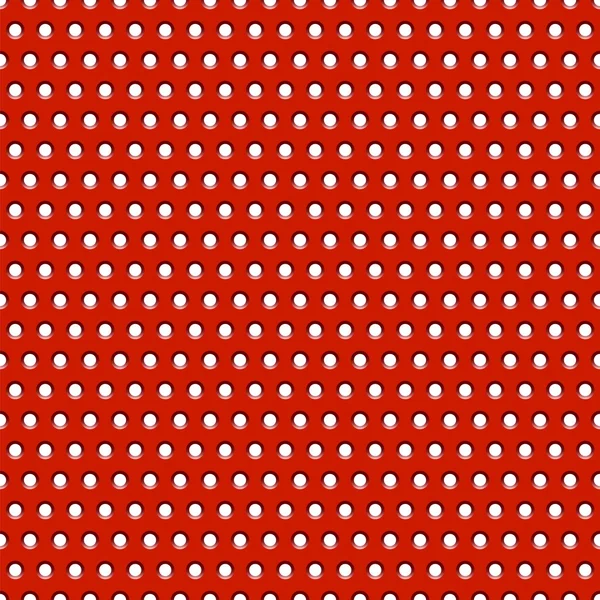 Abstrakte rote Metallhintergrund mit Löchern, Textur, Grill. nahtloses Muster — Stockvektor