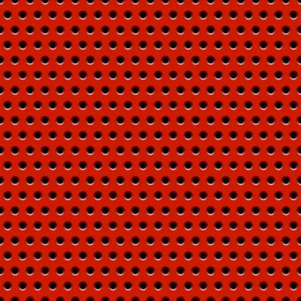 छेद, बनावट, ग्रिल के साथ लाल धातु पृष्ठभूमि को abstract करें। सीमलेस पैटर्न — स्टॉक वेक्टर