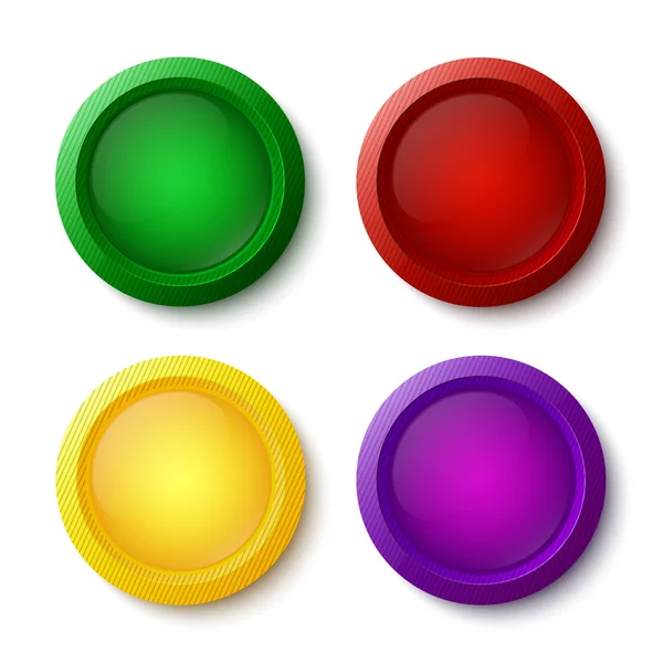 Colorful glossy buttons isolated on white background — Stock Vector