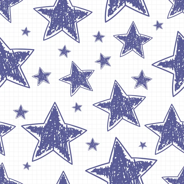 Estrellas dibujadas a mano patrón sin costura — Vector de stock