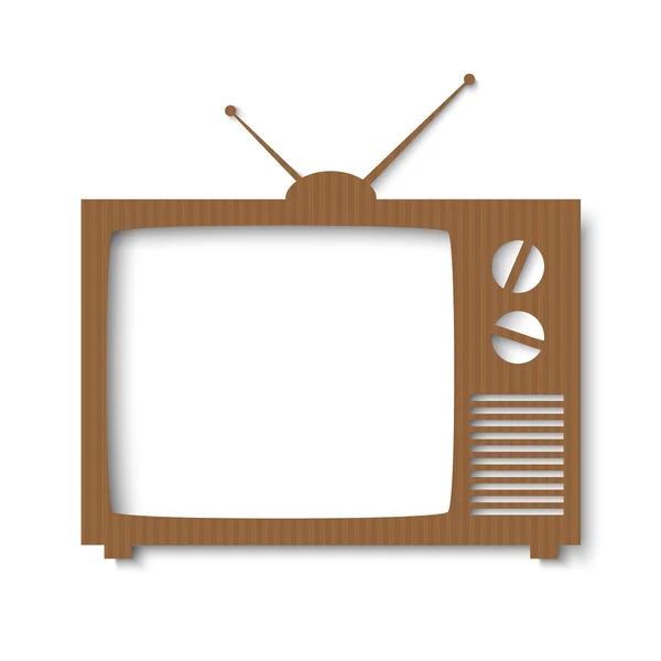 棕色的纸横幅形式的老式电视 — 图库矢量图片