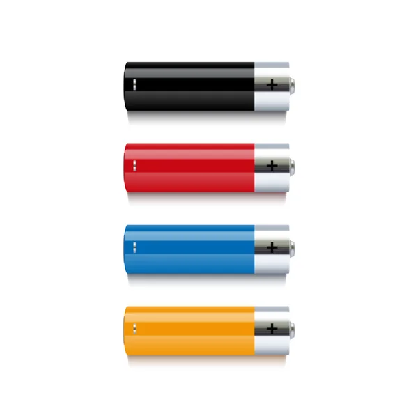 Set von bunten Batterien auf weißem Hintergrund — Stockvektor