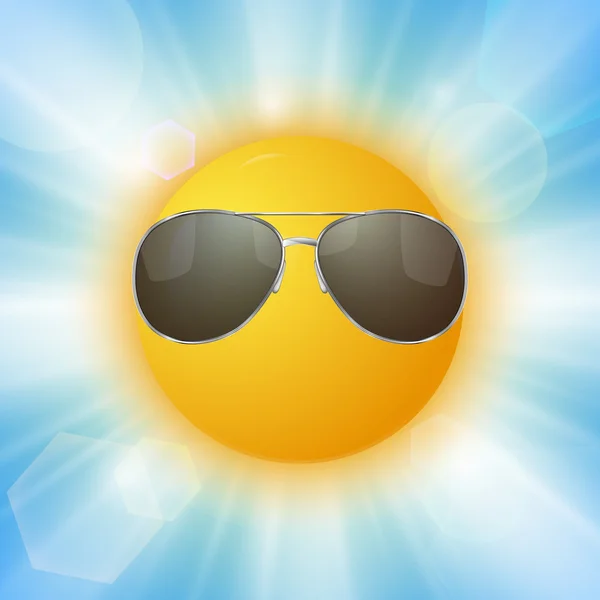 Soleil abstrait avec lunettes de soleil — Image vectorielle