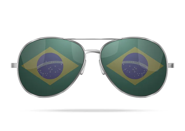 Gafas de sol con bandera de Brasil dentro — Vector de stock