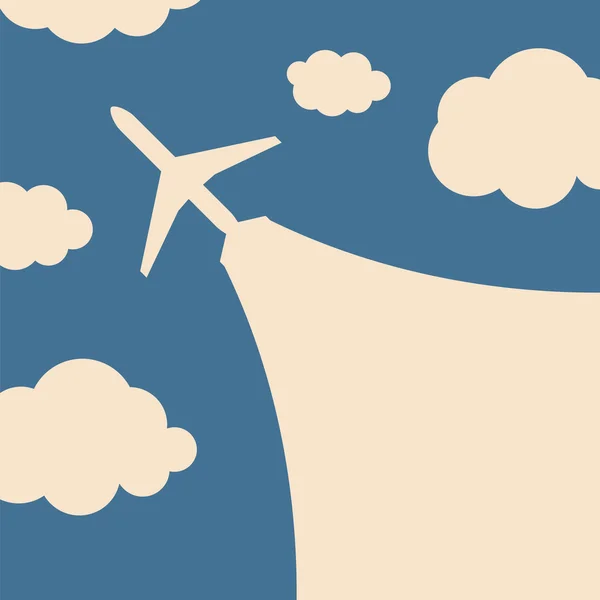 Abstracte achtergrond met vliegtuig en wolken — Stockvector
