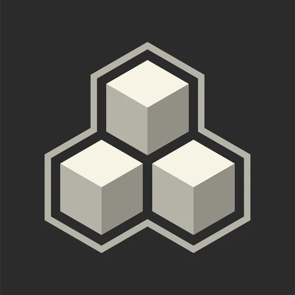 Abstraktní ikona s 3d kostky — Stock vektor