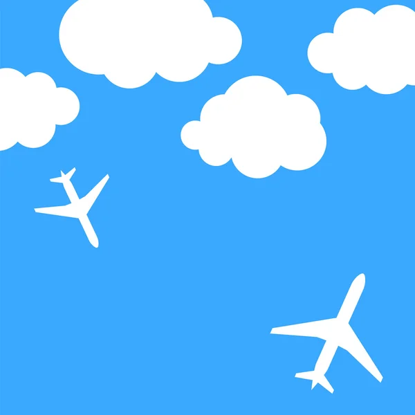 Fondo abstracto con aviones y nubes — Vector de stock